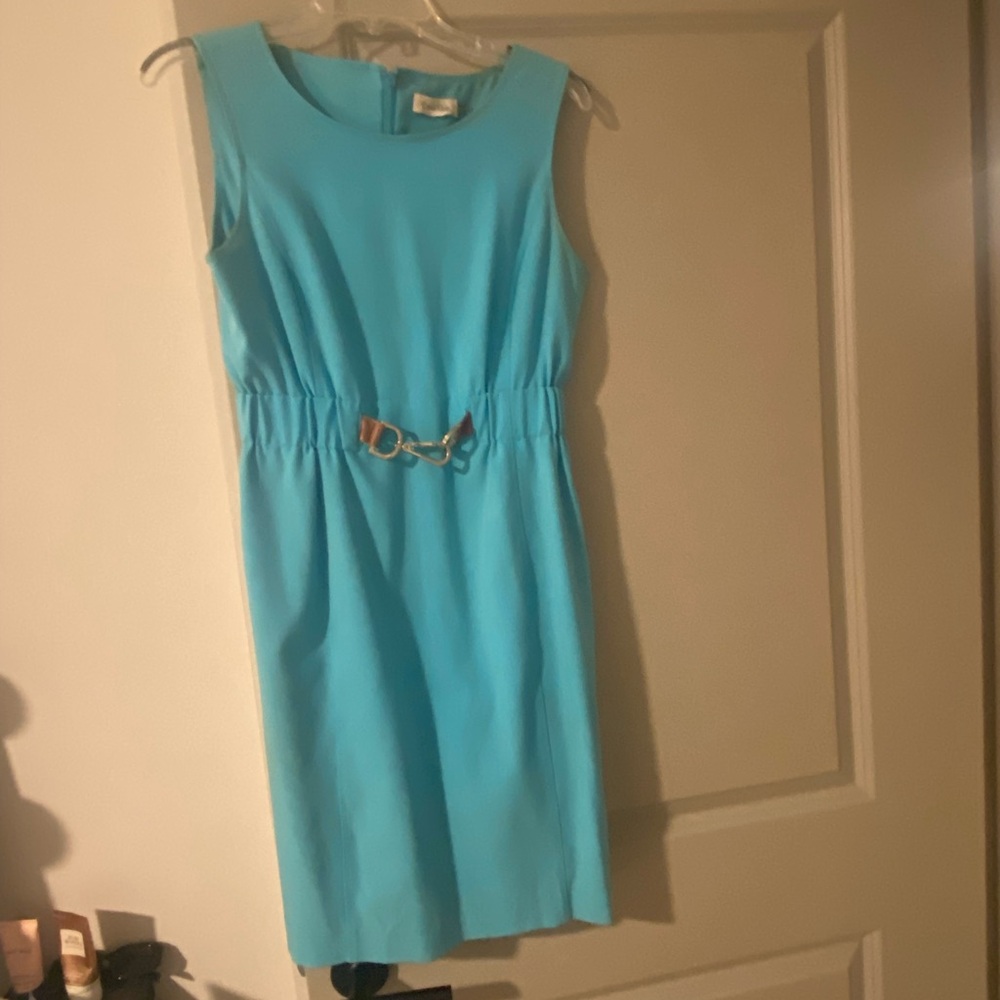 Calvin Klein Turquoise Midi Dress with Belt